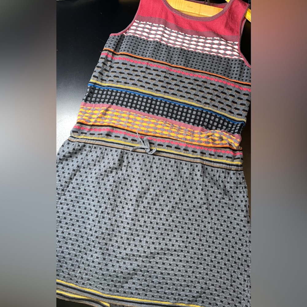 Nine West Sleeveless Drawstring Multi-Print Dress Size Large EUC